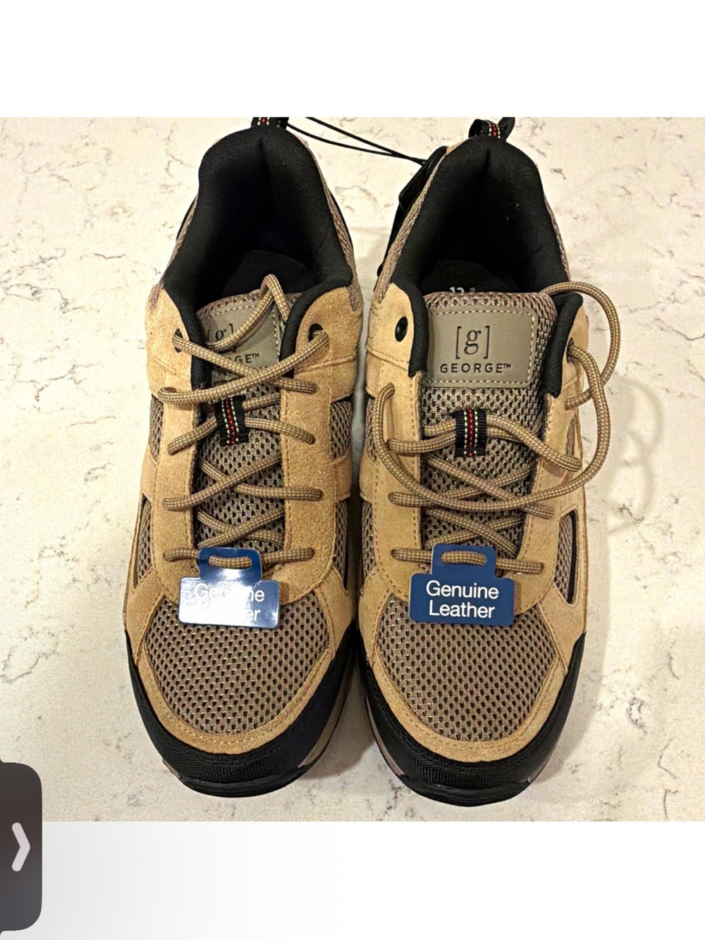 George Men’s Genuine Leather Tan/Beige Casual Sneakers Size 12